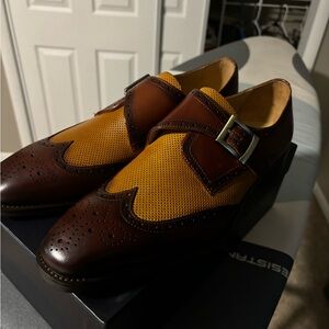 Cable two tone monk strap loafers with box.